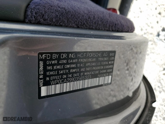 2003 Porsche 911 Carrera with VIN WP0CA29903S651323, listed as a Copart auction lot 78735344 with 30,544 mi miles and Salvage Title. Bid and sale history available at carsss.com. Image 13.