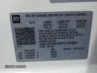 2023 Chevrolet Silverado 1500 LTZ with VIN 2GCUDGED2P1128460, listed as a Copart auction lot 49184465 with 4,780 mi miles and Salvage Title. Bid and sale history available at carsss.com. Image 14.
