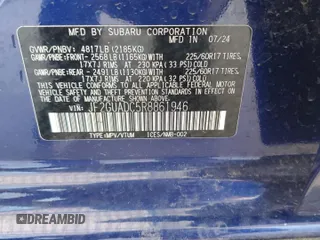 2024 Subaru Crosstrek Premium with VIN JF2GUADC5R8861946, listed as a Copart auction lot 63849085 with 5,224 mi miles and Salvage title. Bid and sale history available at DreamBid. Image 13.