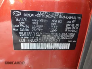 2020 Hyundai Santa Fe Limited with VIN 5NMS5CAA4LH223553, listed as a Copart auction lot 49643985 with 37,574 mi miles and Salvage Title. Bid and sale history available at carsss.com. Image 13.