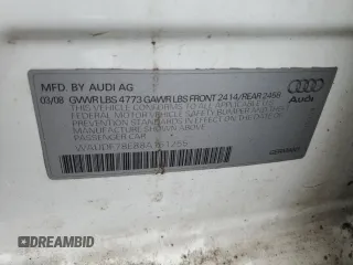 2008 Audi A4 2.0T с VIN WAUDF78E88A161255, выставлен на аукционе Copart как лот 57172665 с пробегом 154 306 миль миль и Списание • Salvage title. История ставок и продаж доступна на DreamBid. Изображение 12.