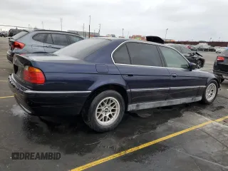 1998 BMW 7 Series 740il with VIN WBAGJ8321WDM23045, listed as a Copart auction lot 87018324 with 43,906 mi miles and Salvage Title. Bid and sale history available at carsss.com. Image 3.