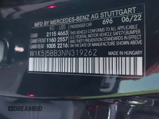 2022 Mercedes-Benz CLA 35 AMG with VIN W1K5J5BB3NN319262, listed as a IAAI auction lot 40986854 with 53,360 mi miles and . Bid and sale history available at DreamBid. Image 9.