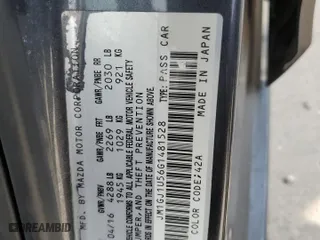 2016 Mazda Mazda6 i Sport with VIN JM1GJ1U56G1481528, listed as a Copart auction lot 50556365 with 155,578 mi miles and Salvage Title. Bid and sale history available at carsss.com. Image 12.