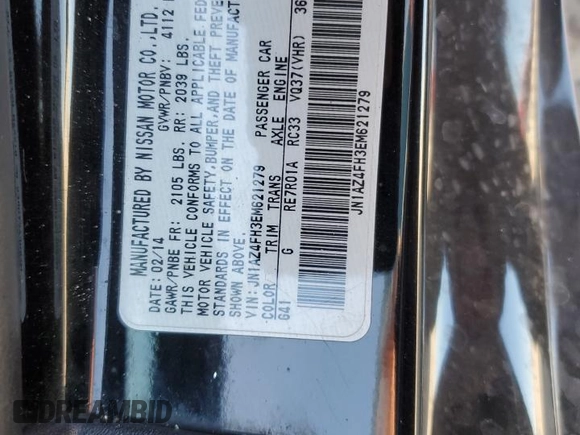 2014 Nissan 370Z Touring with VIN JN1AZ4FH3EM621279, listed as a Copart auction lot 52284814 with 60,479 mi miles and Salvage Title. Bid and sale history available at DreamBid. Image 13.
