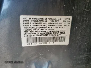 2013 Honda Pilot EX-L с VIN 5FNYF3H67DB016179, выставлен на аукционе Copart как лот 41904855 с пробегом 198 185 миль миль и Списание • Salvage title. История ставок и продаж доступна на DreamBid. Изображение 13.