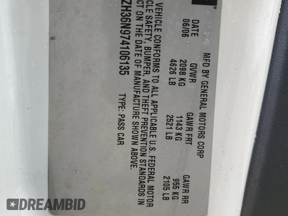 2007 Pontiac G6 GT z VIN 1G2ZH36N974106135, wystawiony jako Copart lot #55147765 z przebiegiem 65 112 mil mil oraz Szkoda całkowita • Salvage title. Historia ofert i sprzedaży dostępna na DreamBid. Obrazek 12.