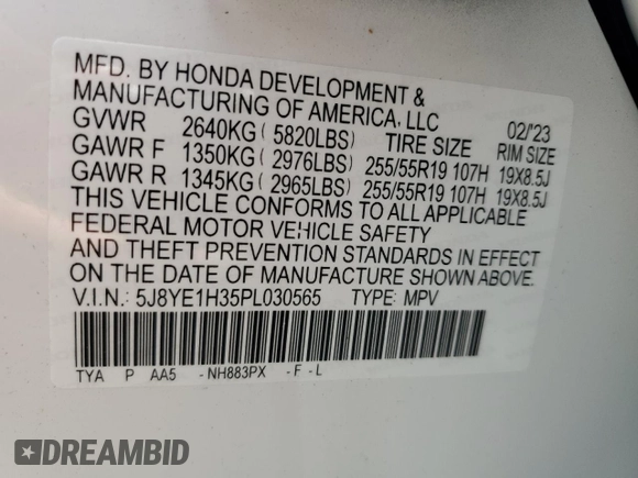 2023 Acura MDX with VIN 5J8YE1H35PL030565, listed as a Copart auction lot 55512284 with 3,977 mi miles and Salvage Title. Bid and sale history available at carsss.com. Image 15.