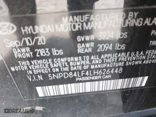 2020 Hyundai Elantra SEL with VIN 5NPD84LF4LH626448, listed as a IAAI auction lot 41683032 with 29,411 mi miles. Bid and sale history available at carsss.com. Image 9.