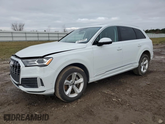 2023 Audi Q7 Premium z VIN WA1ACBF79PD007800, wystawiony jako Copart lot #45153985 z przebiegiem 21 349 mil mil oraz Szkoda całkowita • Salvage title. Historia ofert i sprzedaży dostępna na DreamBid. Obrazek 1.