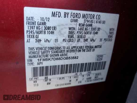 2013 Ford Explorer XLT with VIN 1FM5K7D88DGB53582, listed as a Copart auction lot 55087565 with 183,503 mi miles and Salvage Title. Bid and sale history available at carsss.com. Image 14.