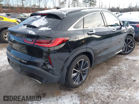 2023 Infiniti QX55 Essential with VIN 3PCAJ5KR1PF114918, listed as a IAAI auction lot 41374722 with 13,775 mi miles and . Bid and sale history available at DreamBid. Image 4.