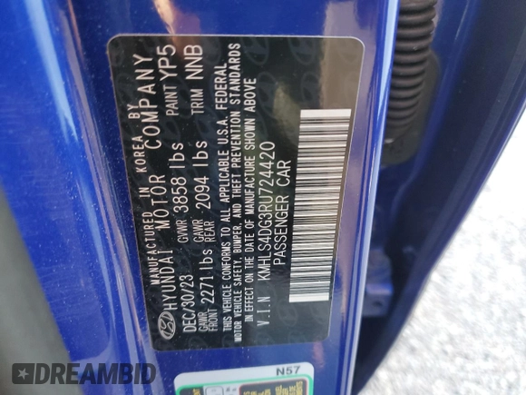 2024 Hyundai Elantra SEL with VIN KMHLS4DG3RU724420, listed as a Copart auction lot 45726645 with 11,844 mi miles and Clean Title. Bid and sale history available at carsss.com. Image 12.