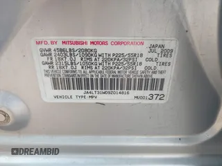 2009 Mitsubishi Outlander SE with VIN JA4LT31W09Z014816, listed as a IAAI auction lot 42399219 with 188,136 mi miles and . Bid and sale history available at DreamBid. Image 9.