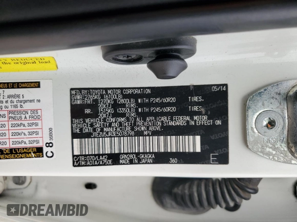 2014 Toyota 4Runner SR5 z VIN JTEZU5JR3E5078798, wystawiony jako Copart lot #54991805 z przebiegiem 157 155 mil mil oraz Szkoda całkowita • Salvage title. Historia ofert i sprzedaży dostępna na DreamBid. Obrazek 14.
