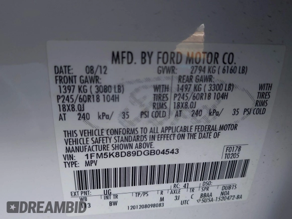 2013 Ford Explorer XLT z VIN 1FM5K8D89DGB04543, wystawiony jako IAAI lot #41758708 z przebiegiem 187 011 mil mil oraz . Historia ofert i sprzedaży dostępna na DreamBid. Obrazek 9.
