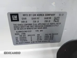 2022 Buick Encore GX Preferred with VIN KL4MMCSL3NB113137, listed as a IAAI auction lot 42346027 with 10,011 mi miles and . Bid and sale history available at DreamBid. Image 9.