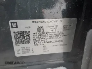 2019 Chevrolet Traverse RS with VIN 1GNEVJKW3KJ270939, listed as a Copart auction lot 43918535 with 104,415 mi miles and Salvage Title. Bid and sale history available at carsss.com. Image 13.