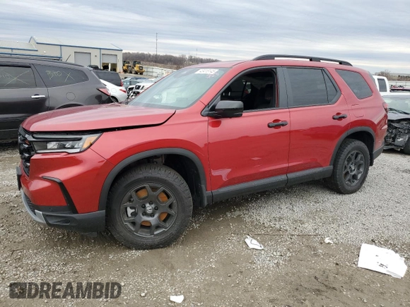 2025 Honda Pilot TrailSport with VIN 5FNYG1H63SB094649, listed as a Copart auction lot 43418145 with 554 mi miles and Salvage Title. Bid and sale history available at carsss.com. Image 1.