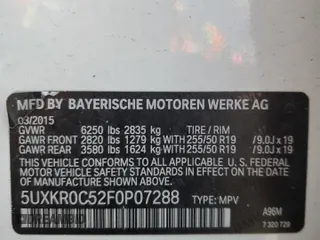 2015 BMW X5 xDrive35i with VIN 5UXKR0C52F0P07288, listed as a Copart auction lot 51697585 with 111,896 mi miles and Salvage Title. Bid and sale history available at carsss.com. Image 13.