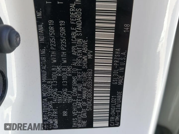 2018 Toyota Sienna SE with VIN 5TDXZ3DC6JS934883, listed as a Copart auction lot 47573264 with 123,524 mi miles and Salvage title. Bid and sale history available at DreamBid. Image 13.