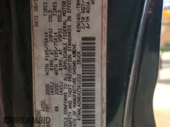 1999 Toyota Tacoma z VIN 4TANL42N6XZ561222, wystawiony jako Copart lot #45721925 z przebiegiem 221 521 mil mil oraz Szkoda całkowita • Salvage title. Historia ofert i sprzedaży dostępna na DreamBid. Obrazek 12.