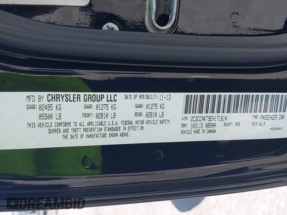 2014 Chrysler 300 C with VIN 2C3CCAKT9EH171614, listed as a IAAI auction lot 39747704 with 129,156 mi miles and . Bid and sale history available at carsss.com. Image 9.