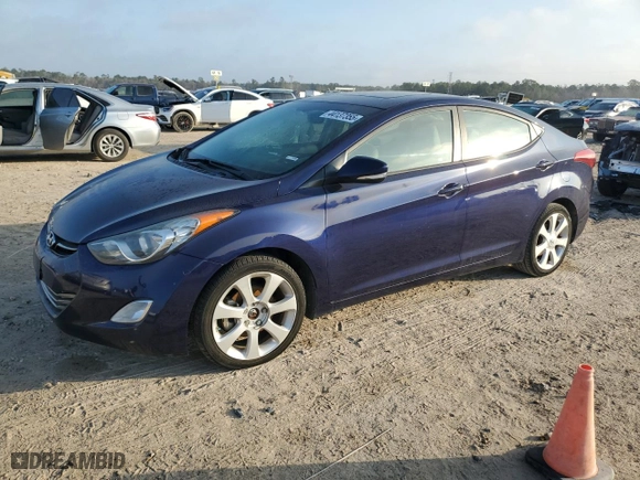 2013 Hyundai Elantra Limited with VIN 5NPDH4AE5DH232677, listed as a Copart auction lot 44137355 with 97,070 mi miles and Salvage Title. Bid and sale history available at carsss.com. Image 1.