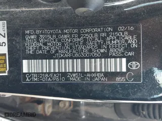 2016 Toyota Prius Four with VIN JTDKARFU8G3007050, listed as a IAAI auction lot 41876386 with 267,553 mi miles. Bid and sale history available at carsss.com. Image 9.