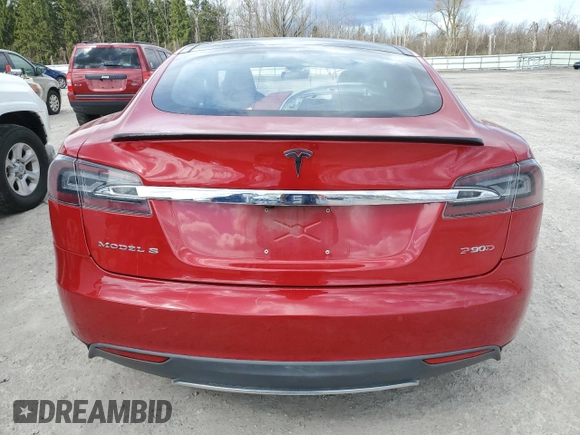 2015 Tesla Model S 85D with VIN 5YJSA1E47FF113946, listed as a Copart auction lot 52755675 with 81,344 mi miles and Salvage Title. Bid and sale history available at carsss.com. Image 6.