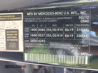 2012 Mercedes-Benz M 350 z VIN 4JGDA5HB9CA059074, wystawiony jako IAAI lot #42028443 z przebiegiem 172 462 mil mil oraz . Historia ofert i sprzedaży dostępna na DreamBid. Obrazek 9.
