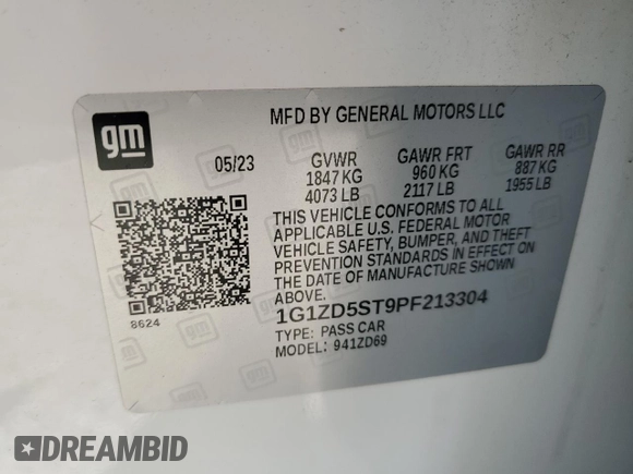 2023 Chevrolet Malibu LT with VIN 1G1ZD5ST9PF213304, listed as a Copart auction lot 52497935 with 63,162 mi miles and Salvage Title. Bid and sale history available at DreamBid. Image 14.