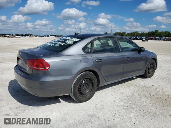 2014 Volkswagen Passat S w/Nav with VIN 1VWAP7A31EC012372, listed as a Copart auction lot 80479564 with 0 mi miles and Salvage Title. Bid and sale history available at carsss.com. Image 3.