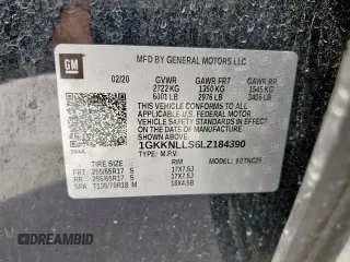 2020 GMC Acadia AT4 with VIN 1GKKNLLS6LZ184390, listed as a Copart auction lot 58044495 with Not provided miles and Salvage title. Bid and sale history available at DreamBid. Image 14.