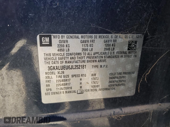 2018 GMC Terrain SLE Diesel with VIN 3GKALUEU6JL252181, listed as a Copart auction lot 81346474 with Not Provided miles and Salvage Title. Bid and sale history available at carsss.com. Image 14.