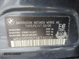 2006 BMW 3 Series 325xi with VIN WBAVD13576KT80097, listed as a Copart auction lot 47649225 with 248,723 mi miles and Salvage title. Bid and sale history available at DreamBid. Image 12.