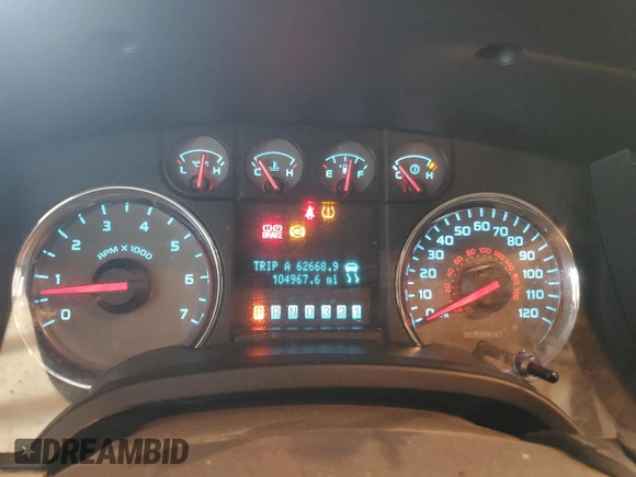 2010 Ford F-150 XL with VIN 1FTFX1CV0AFA82944, listed as a Copart auction lot 62912345 with 104,967 mi miles and Salvage title. Bid and sale history available at DreamBid. Image 9.