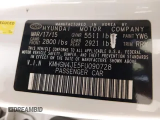 2015 Hyundai Genesis 3.8L with VIN KMHGN4JE5FU090728, listed as a IAAI auction lot 42031915 with 156,755 mi miles. Bid and sale history available at carsss.com. Image 9.