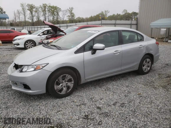 2015 Honda Civic Sedan LX with VIN 2HGFB2F55FH549248, listed as a Copart auction lot 51547385 with 124,012 mi miles and Salvage Title. Bid and sale history available at carsss.com. Image 1.