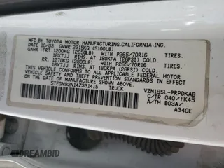 2004 Toyota Tacoma PreRunner z VIN 5TEGN92N14Z331415, wystawiony jako Copart lot #56596545 z przebiegiem 339 810 mil mil oraz Szkoda całkowita • Salvage title. Historia ofert i sprzedaży dostępna na DreamBid. Obrazek 12.