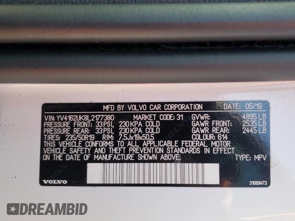 2020 Volvo XC40 Momentum with VIN YV4162UK8L2177380, listed as a Copart auction lot 49244565 with 45,228 mi miles and Salvage Title. Bid and sale history available at DreamBid. Image 15.