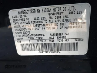 2014 Infiniti Q50 Hybrid Sport with VIN JN1AV7AP9EM691834, listed as a IAAI auction lot 41703454 with Not Provided miles and . Bid and sale history available at DreamBid. Image 9.