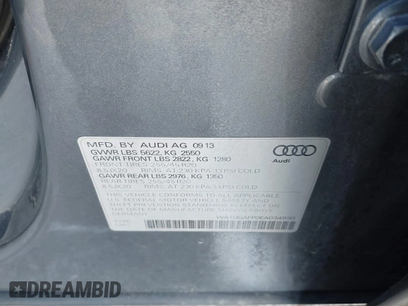 2014 Audi Q5 Premium Plus z VIN WA1DGAFP0EA034930, wystawiony jako IAAI lot #41791373 z przebiegiem 124 436 mil mil oraz . Historia ofert i sprzedaży dostępna na DreamBid. Obrazek 9.