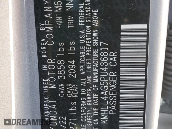 2023 Hyundai Elantra SE with VIN KMHLL4AG5PU436817, listed as a Copart auction lot 79548964 with 23,511 mi miles and Salvage Title. Bid and sale history available at DreamBid. Image 12.
