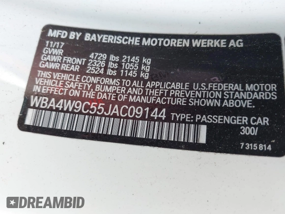 2018 BMW 4 Series 440i xDrive с VIN WBA4W9C55JAC09144, выставлен на аукционе IAAI как лот 42390711 с пробегом 54 702 миль миль и . История ставок и продаж доступна на DreamBid. Изображение 9.