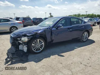 2021 Infiniti Q50 Luxe with VIN JN1EV7BR7MM755031, listed as a Copart auction lot 57383075 with 35,903 mi miles and Salvage title. Bid and sale history available at DreamBid. Image 1.
