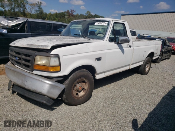 1993 Ford F-150 with VIN 1FTEF15Y5PNA80997, listed as a Copart auction lot 74607124 with 195,452 mi miles and Salvage Title. Bid and sale history available at carsss.com. Image 1.