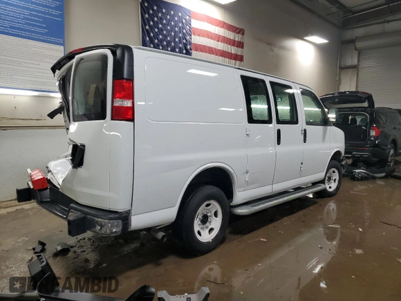 2023 Chevrolet Express Cargo with VIN 1GCWGAFP8P1197522, listed as a Copart auction lot 50069825 with Not provided miles and Salvage title. Bid and sale history available at DreamBid. Image 3.