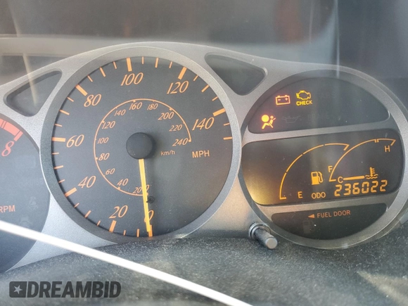 2000 Toyota Celica GT with VIN JTDDR32T5Y0005092, listed as a Copart auction lot 42153485 with 236,022 mi miles and Salvage Title. Bid and sale history available at carsss.com. Image 9.