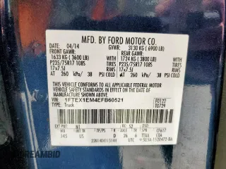 2014 Ford F-150 XL z VIN 1FTEX1EM4EFB60521, wystawiony jako Copart lot #52238995 z przebiegiem 211 070 mil mil oraz Czysty tytuł • Clean title. Historia ofert i sprzedaży dostępna na DreamBid. Obrazek 12.
